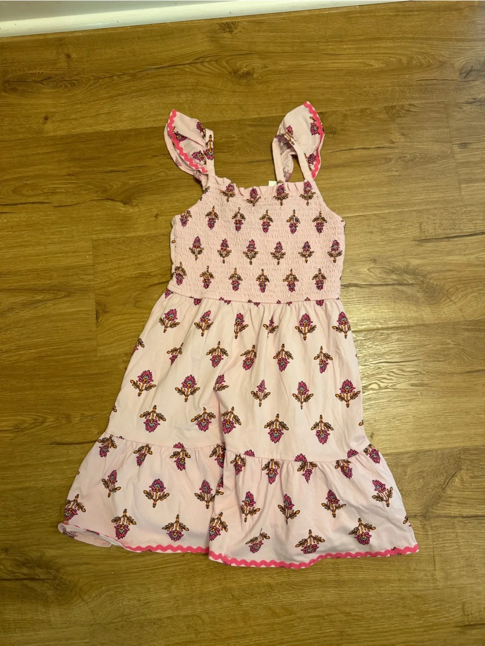 Jcrew- Girls Pink Floral Smocked Sundress